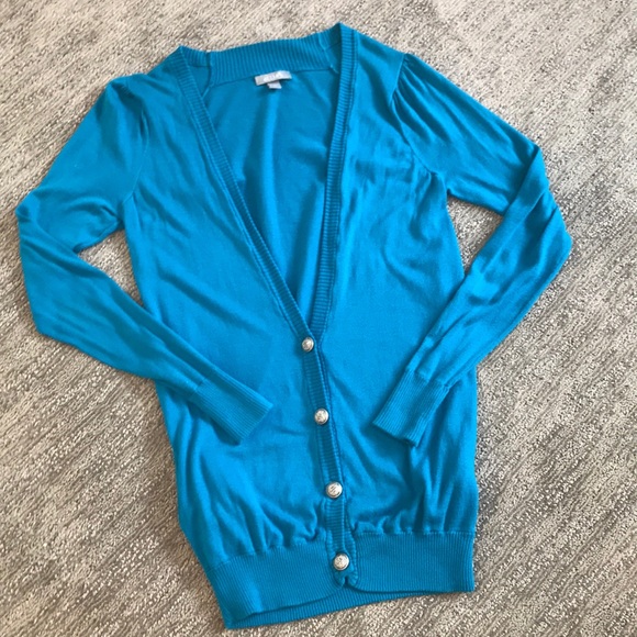 Blue Cardigan Tunic-Length Sweater - Picture 1 of 3